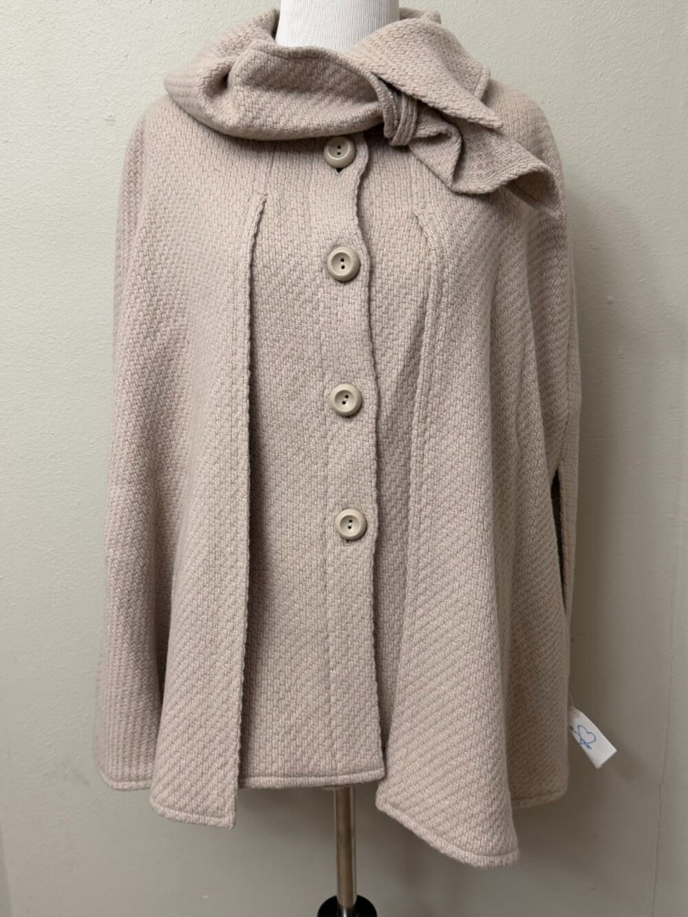 NWT! Anthropologie Beth Bowley Tweed Wool Blend Taupe Cape Coat Size 6